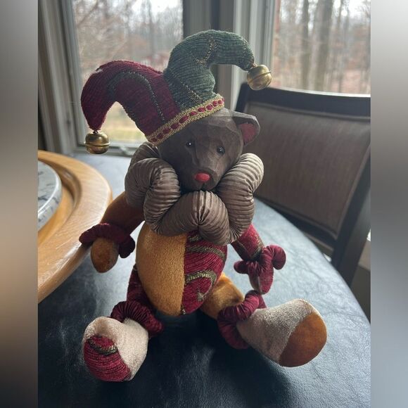 Dan Dee Jester Bear w/Wood Head - Picture 1 of 7